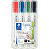 Blister de 4 marqueurs tableaux blancs Lumocolor biseauté assortis
