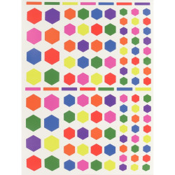 Pochette de 624 gommettes hexagone coloris assortis 6 Planches 16 x 21