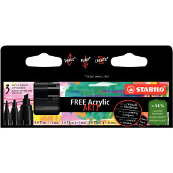 Étui de 3 marqueurs Stabilo free pointes assorties noires
