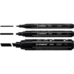Étui de 3 marqueurs Stabilo free pointes assorties noires