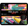 Boite de 11 marqueurs Stabilo free acrylique assortis