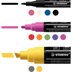 Boite de 11 marqueurs Stabilo free acrylique assortis
