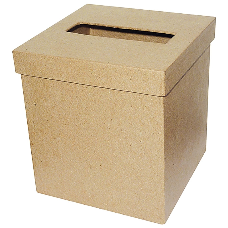 Boîte à mouchoirs carrée en carton brun