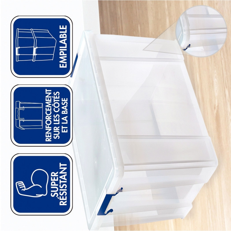 Boite de rangement 85L transparente