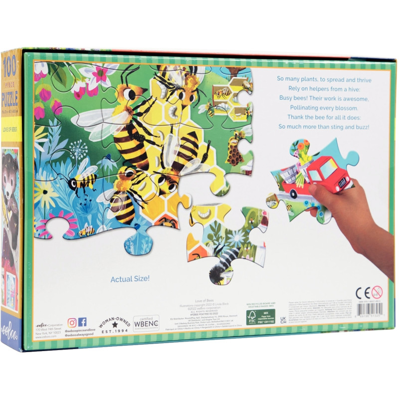 Puzzle 100 pièces EEBOO, protection des abeilles