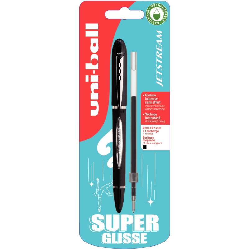 Blister de 1 stylo Jetstream noir + 1 recharge noire