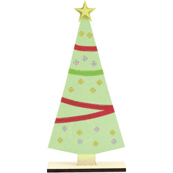 Sapin de Noël plat sur socle en bois
