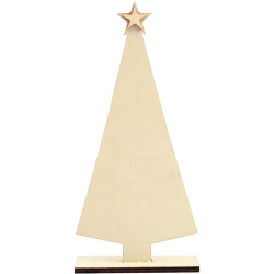 Sapin de Noël plat sur socle en bois