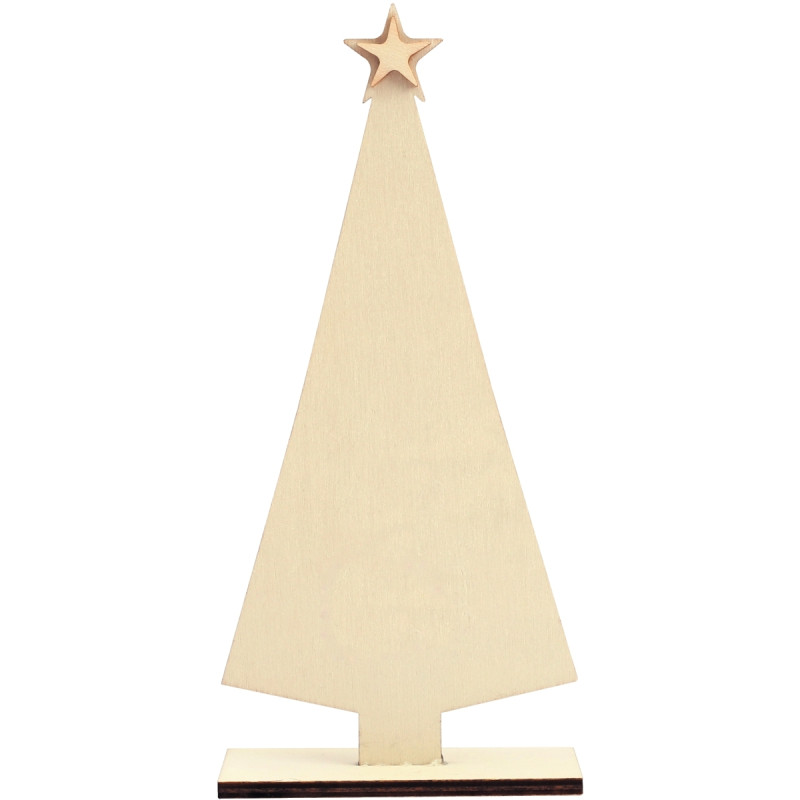 Sapin de Noël plat sur socle en bois