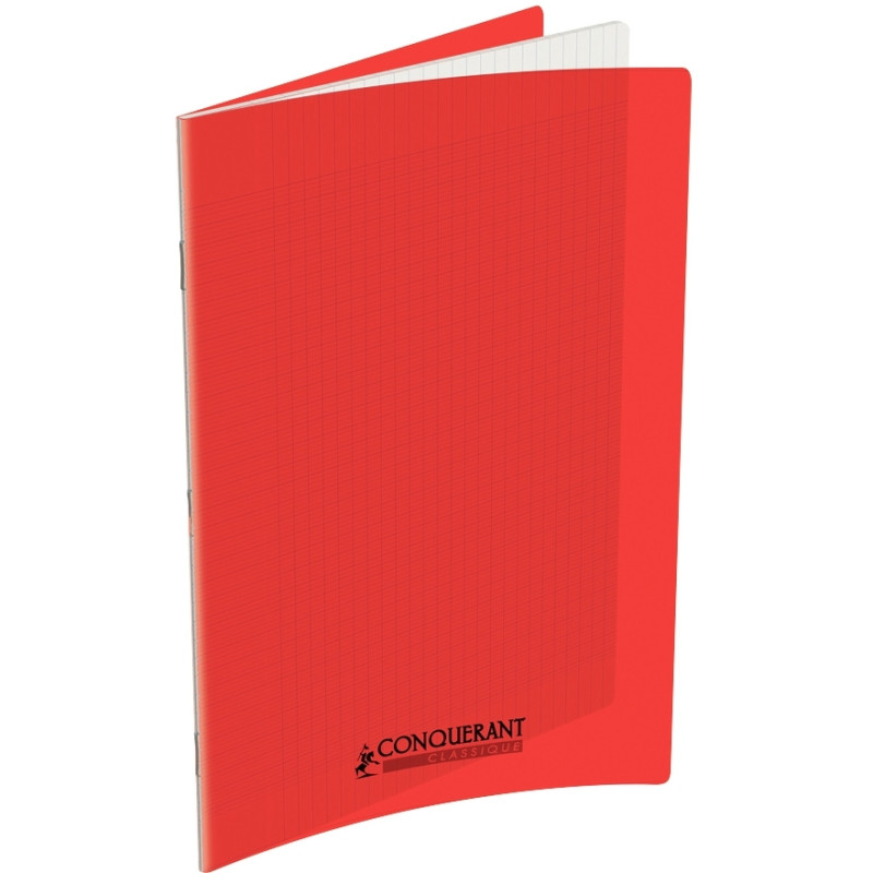 Piqûre 60 pages CONQUERANT, 24x32 cm, seyès, couv PP rouge