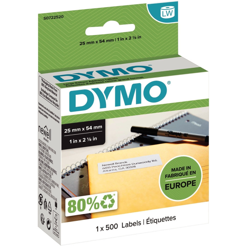 Boite de 1 rouleau de 500 étiquettes adresse 25 x 54 mm