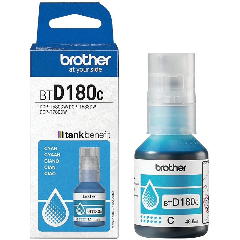 Brother BTD180 bouteille jet d'encre cyan authentique (BTD180C)