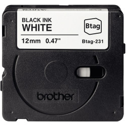Recharge Brother BTAG noir sur blanc 12 mm