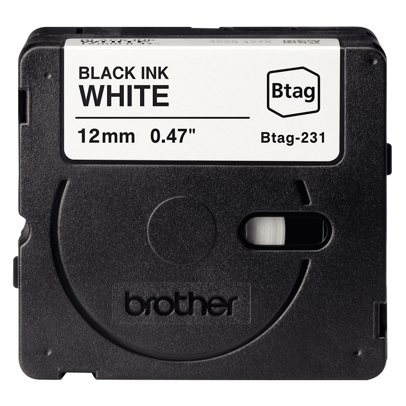 Recharge Brother BTAG noir sur blanc 12 mm
