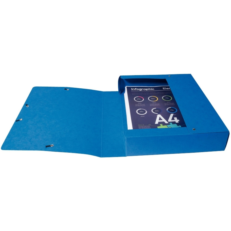 Boite de classement en carte lustrée SCOTTEN dos 6 cm, bleu