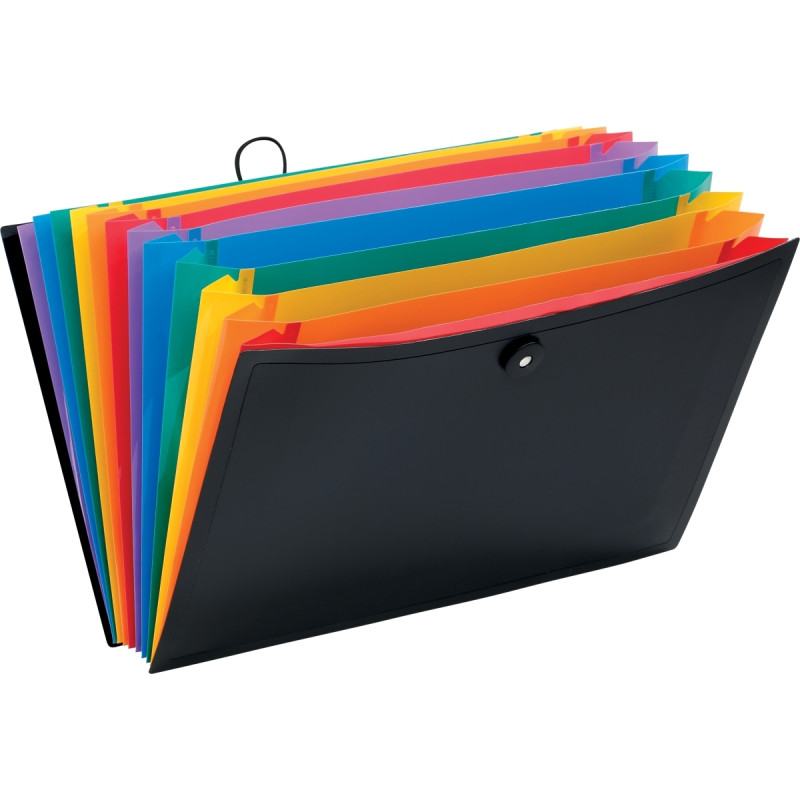 Trieur extensible avec bouton RAINBOW CLASS en polypropylène, 12 compa
