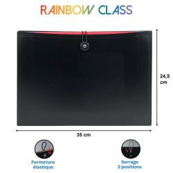 Trieur extensible avec bouton RAINBOW CLASS en polypropylène, 12 compa