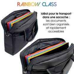 Trieur extensible avec bouton RAINBOW CLASS en polypropylène, 12 compa