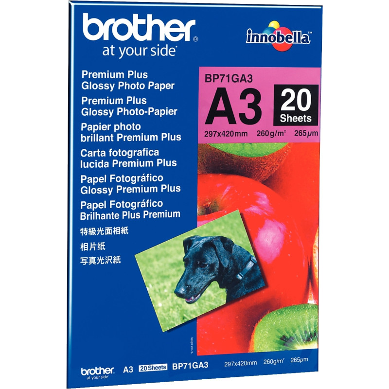 Paquet de 20 feuilles de papier photo brillant marque Brother format A