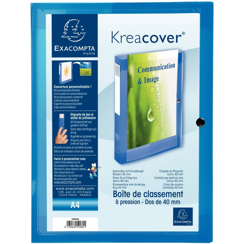 Boite de classement personnalisable en polypropylène KREACOVER dos 4 c