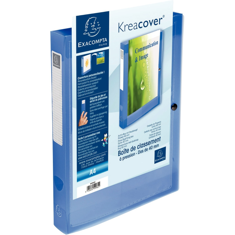 Boite de classement personnalisable en polypropylène KREACOVER dos 4 c