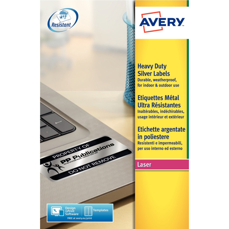 Pochette de 960 étiquettes indéchirables argentées adhésif permanent 4