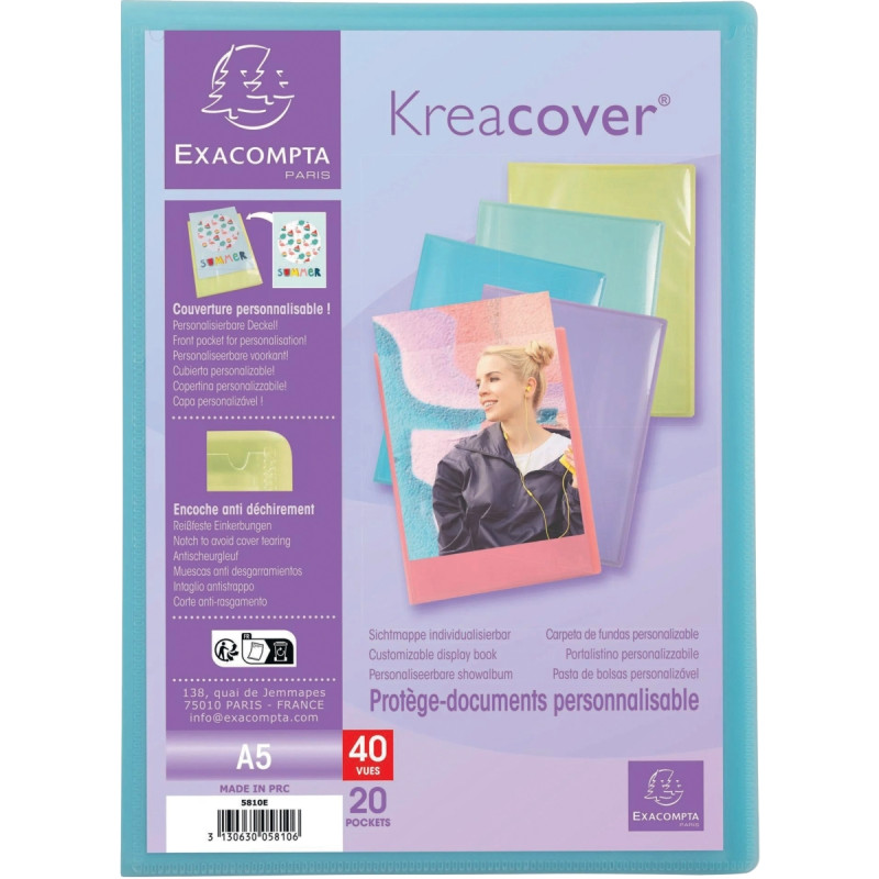 Protège-documents personnalisable KREACOVER Pastel 40 vues, pour forma