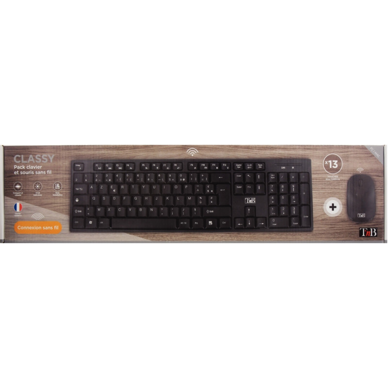 Pack clavier et souris sans fil T'NB Classy couleur noir