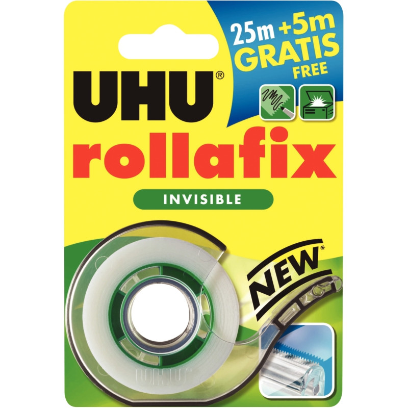 Rouleau adhésif UHU invisible 19mmx30m et dévidoir