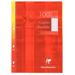 Copies doubles perforées 400 pages 90g, format A4, seyès blanc