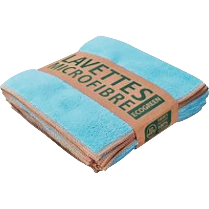 Lavette microfibre recyclée Bleue 38x38cm 220gr/m² - Lot de 5