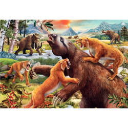 Lot de 2 puzzles en carton 24 pièces, mammouths et dinosaures