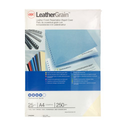Paquet de 25 couvertures grain cuir 250 gr/m² format A4 ivoire