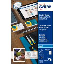 Paquet de 80 cartes de visite blanc mat 85x54mm 260g