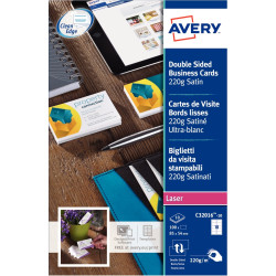 Paquet de 100 cartes de visites blanc satin 85x54mmm 220g