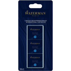 Blister de 36 cartouches courtes Waterman bleues