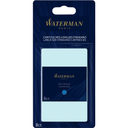 Blister de 8 cartouches longues Waterman bleues
