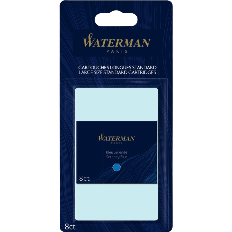 Blister de 8 cartouches longues Waterman bleues