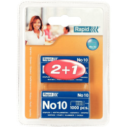 Blister de 2 000 + 1 000 agrafes Rapid n° 10