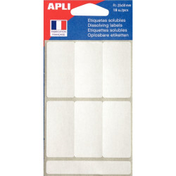 Pochette de 18 étiquettes solubles blanc 25x50mm