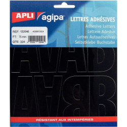 Pochette de 324 lettres adhésives 75mm coloris noir