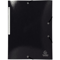 Chemise 3 rabats à élastiques en carte lustrée 425g, noir
