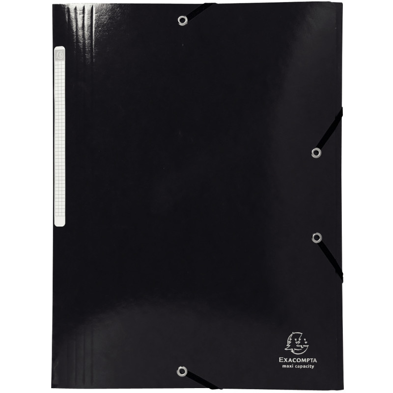 Chemise 3 rabats à élastiques en carte lustrée 425g, noir