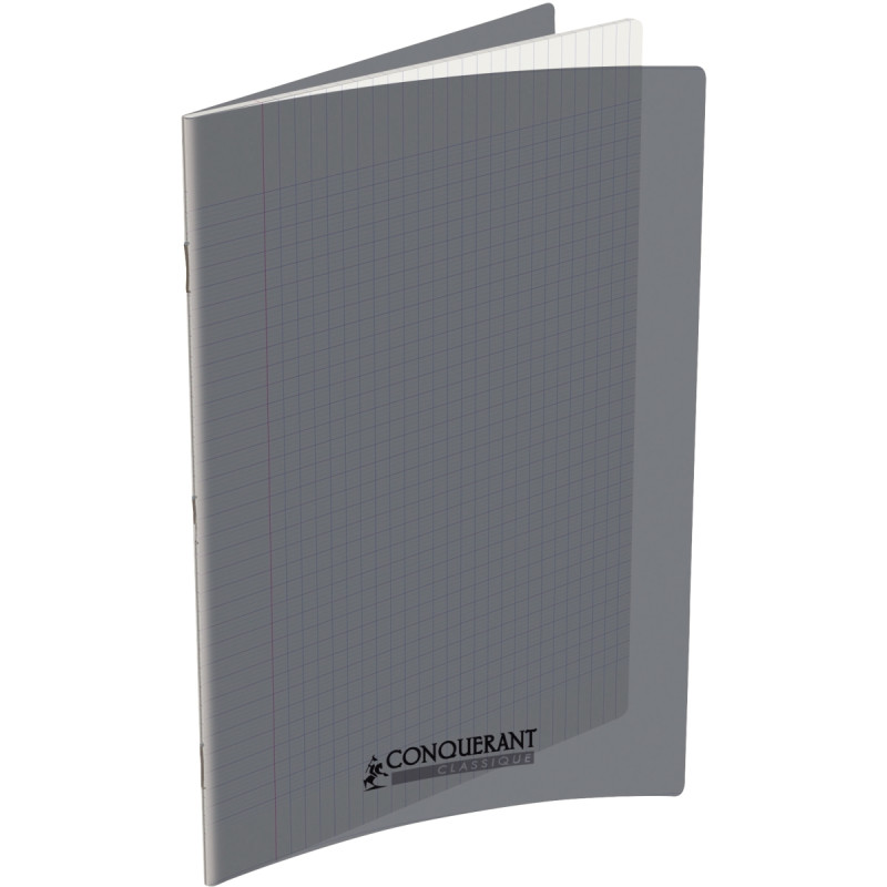 Piqûre 48 pages CONQUERANT, 24x32 cm, seyès, couv PP gris