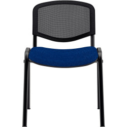 Chaise réunion dos résille noir/assise bleu