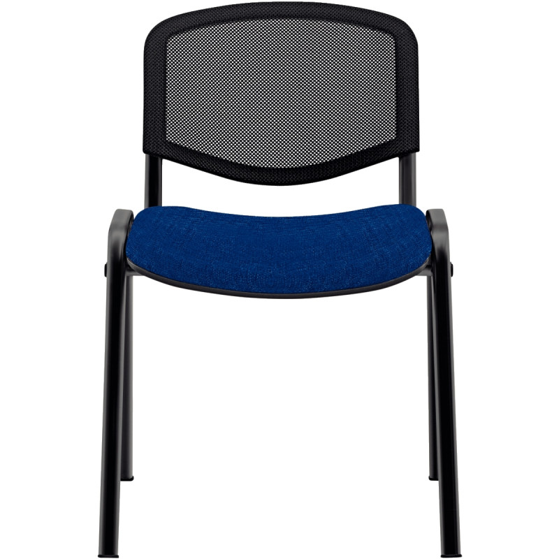 Chaise réunion dos résille noir/assise bleu