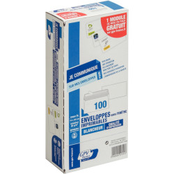Paquet de 100 enveloppes blanches 110x220mm 80g bande siliconée
