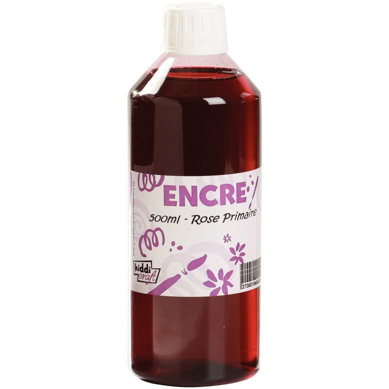 Flacon 500 ml d'encre à dessiner, coloris rose