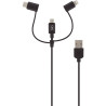Cordon USB type A vers type C ou micro USB B ou Lightning