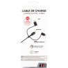 Cordon USB type A vers type C ou micro USB B ou Lightning